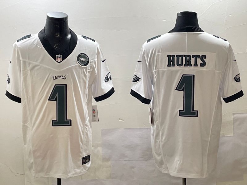 Men Philadelphia Eagles #1 Hurts White three generations 2025 Nike Vapor Limited NFL Jersey style 3->philadelphia eagles->NFL Jersey